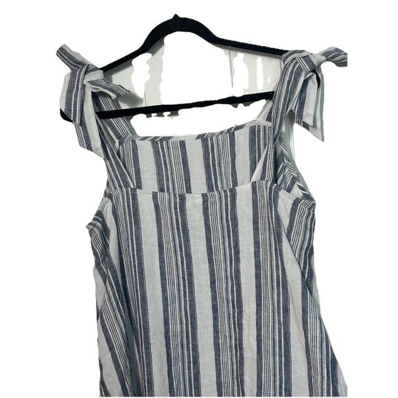 Crown And Ivy 100% Linen Dress/ Cover-up Sz XL Blue White Stripe Beach Nautical - Picture 4 of 6